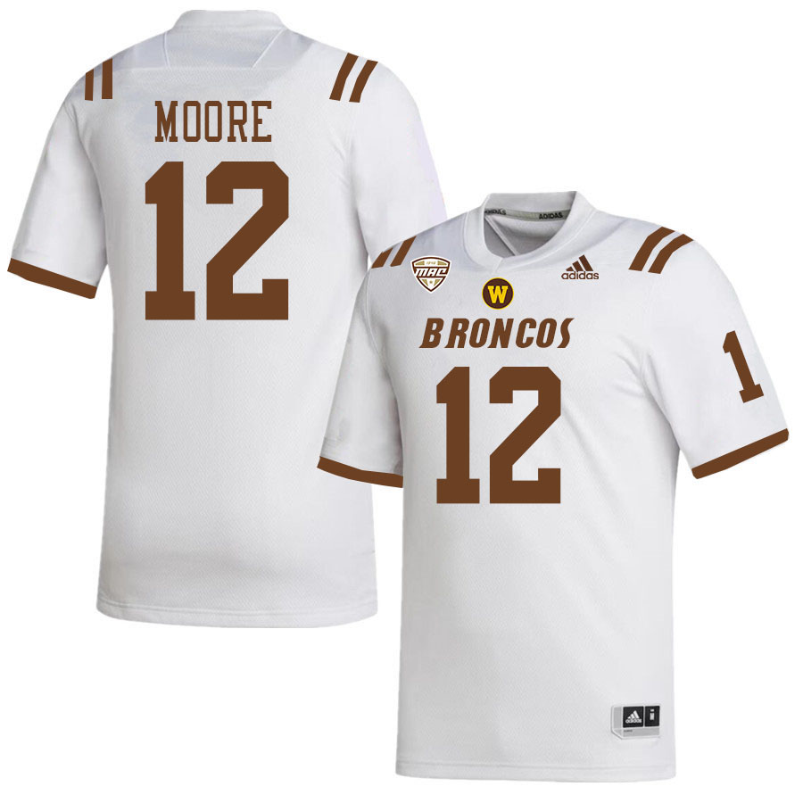 #12 Dillon Moore Western Michigan Broncos College Football Jerseys Stitched-White